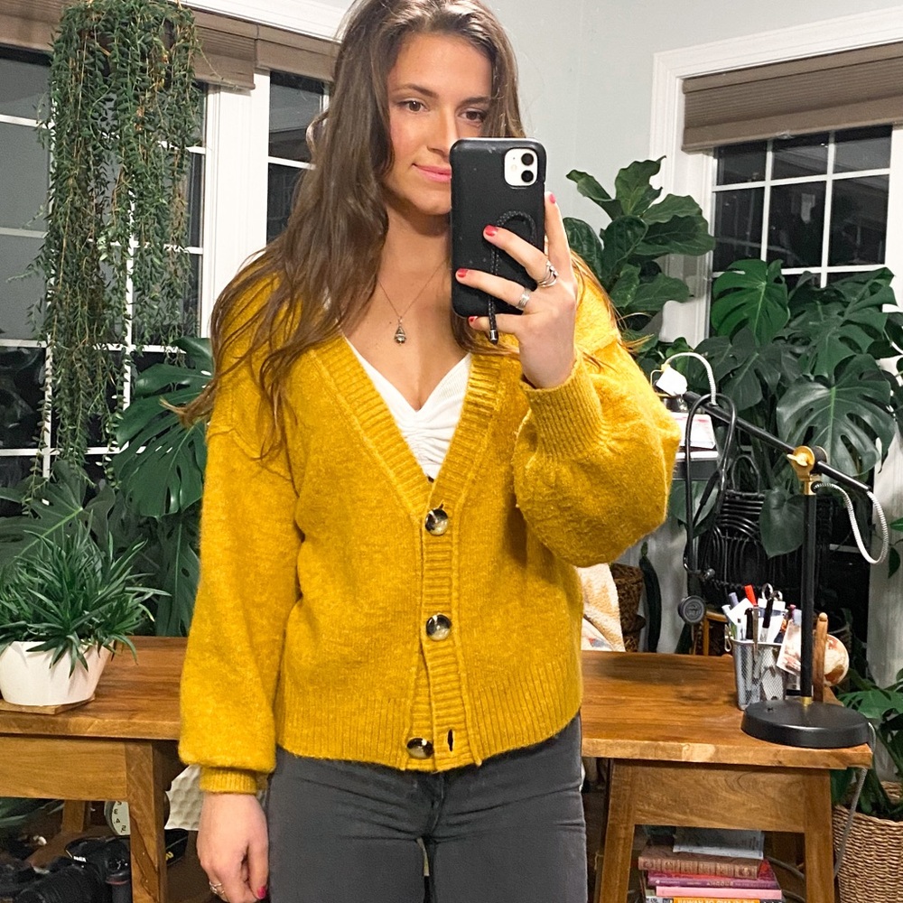 Topshop Mustard Slouchy cardi Sweater